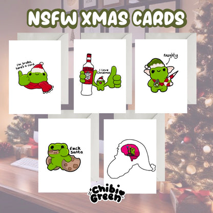 5 Pack NSFW Frog Xmas Cards