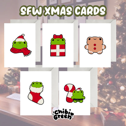 5 Pack SFW Frog Xmas Cards