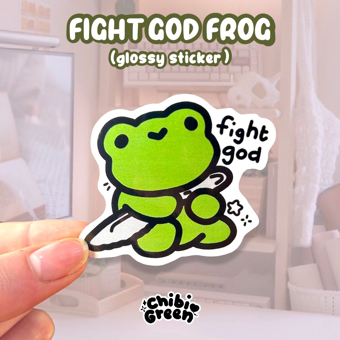 Fight God Frog Sticker