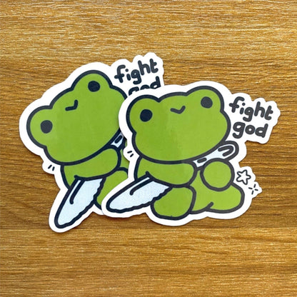 Fight God Frog Sticker